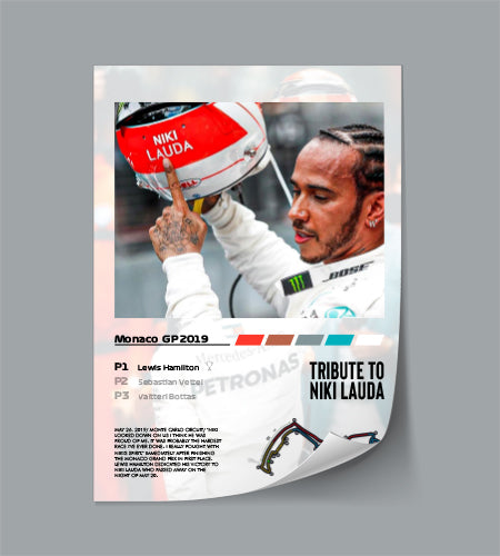 (F1) Monaco GP 2019 Hamilton tribute to Lauda poster