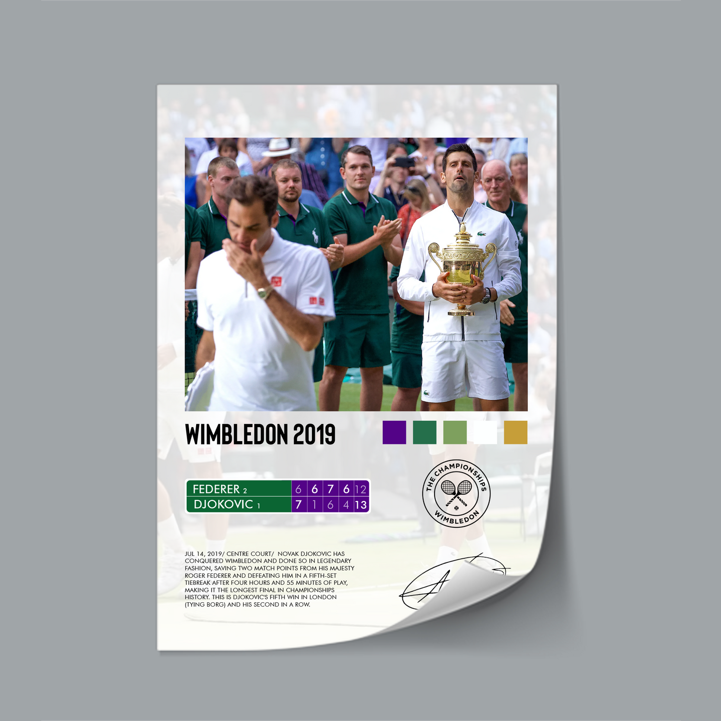 Djokovic vs Federer Wimbledon 2019 Poster
