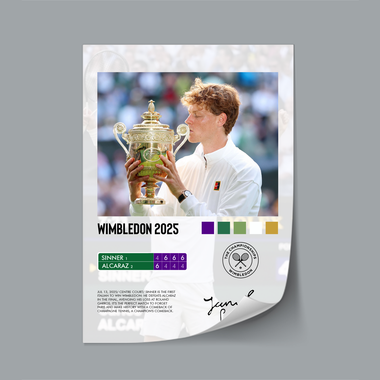 Sinner vs Alcaraz Wimbledon 2025 Poster