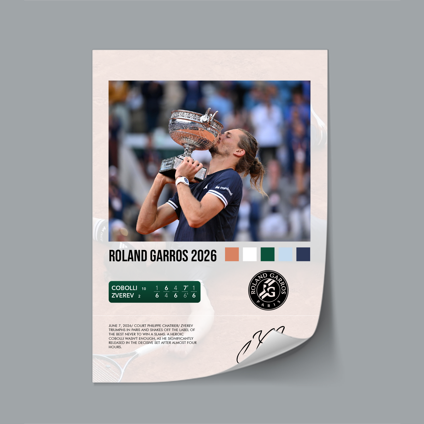 Cobolli vs Zverev Roland Garros 2026 poster
