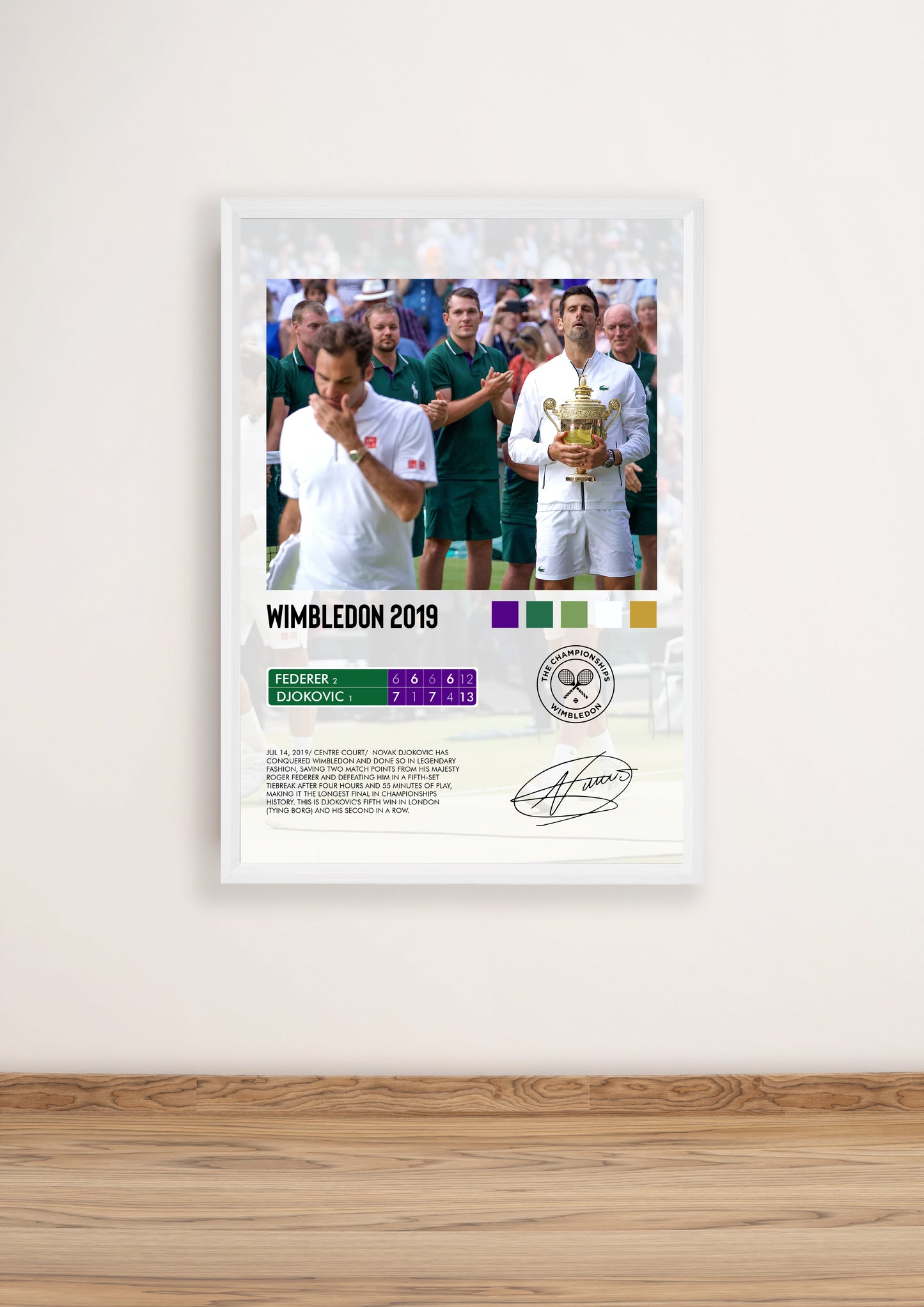 Djokovic vs Federer Wimbledon 2019 Poster