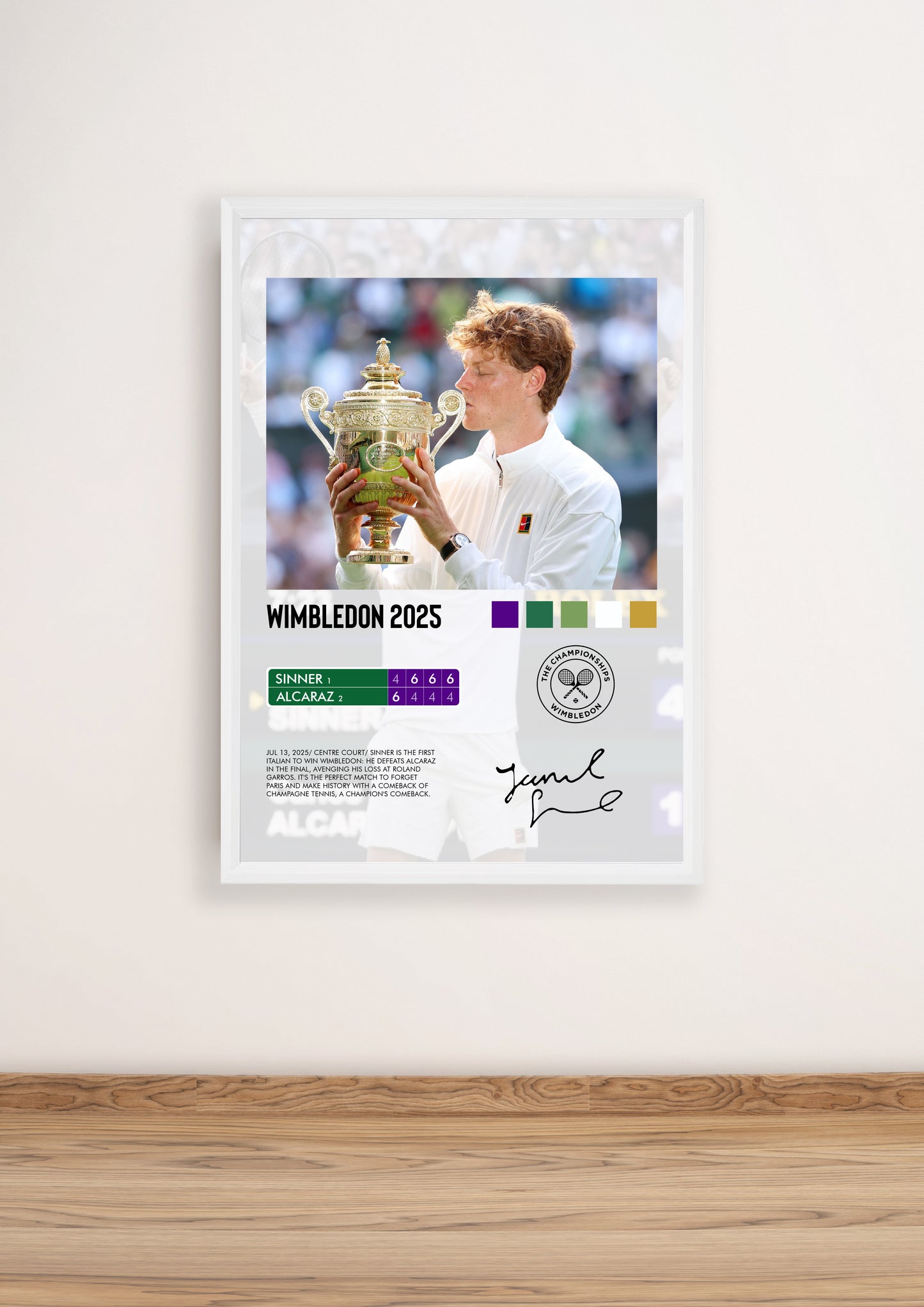 Sinner vs Alcaraz Wimbledon 2025 Poster