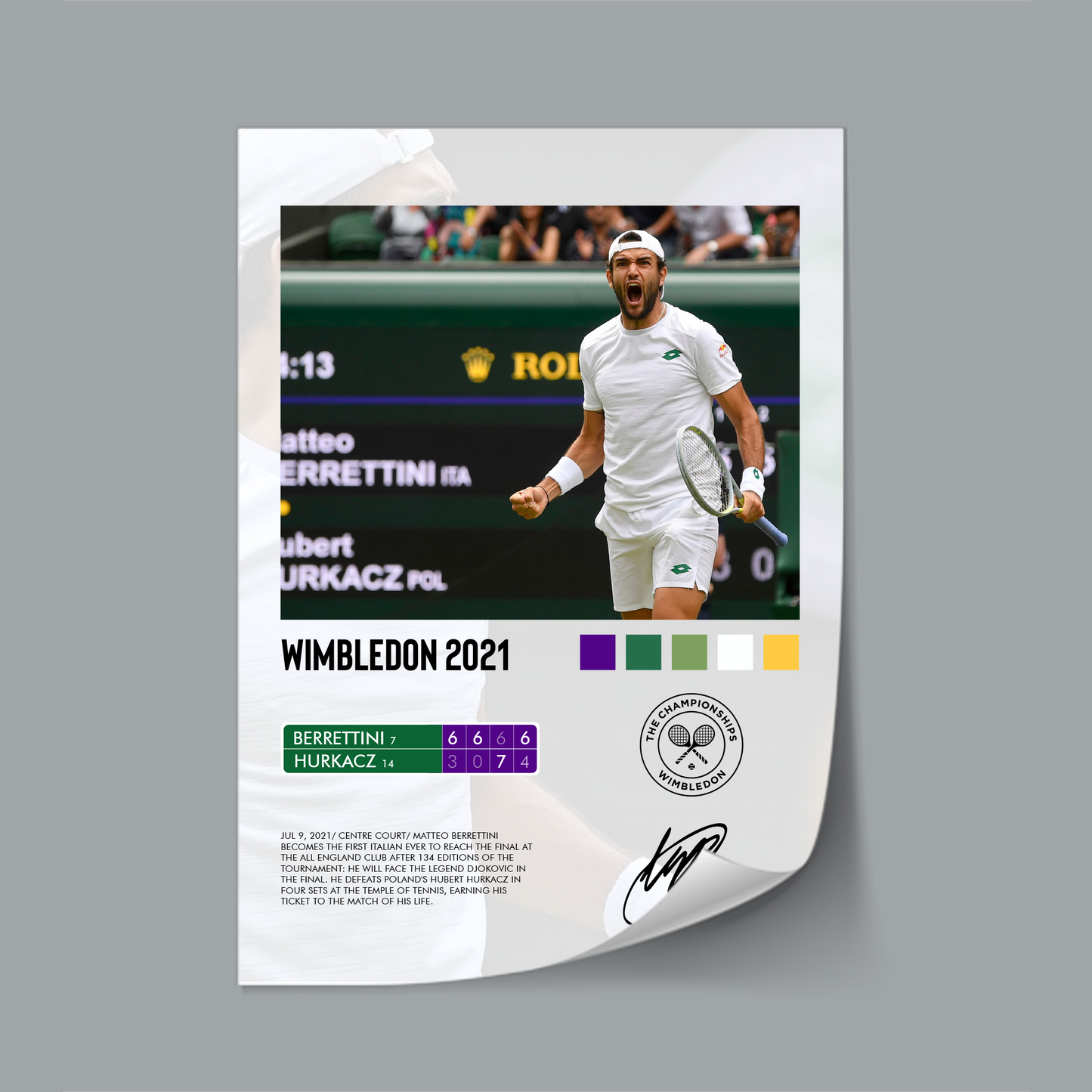 Berrettini vs Hurkacz Wimbledon 2021 poster