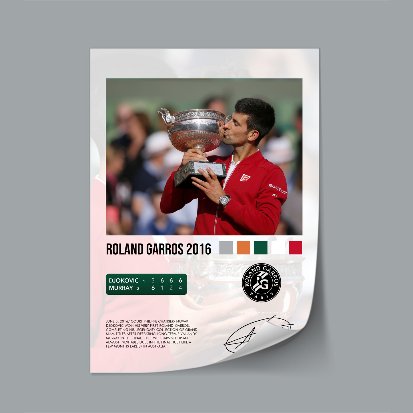 Djokovic vs Murray Roland Garros 2016 poster
