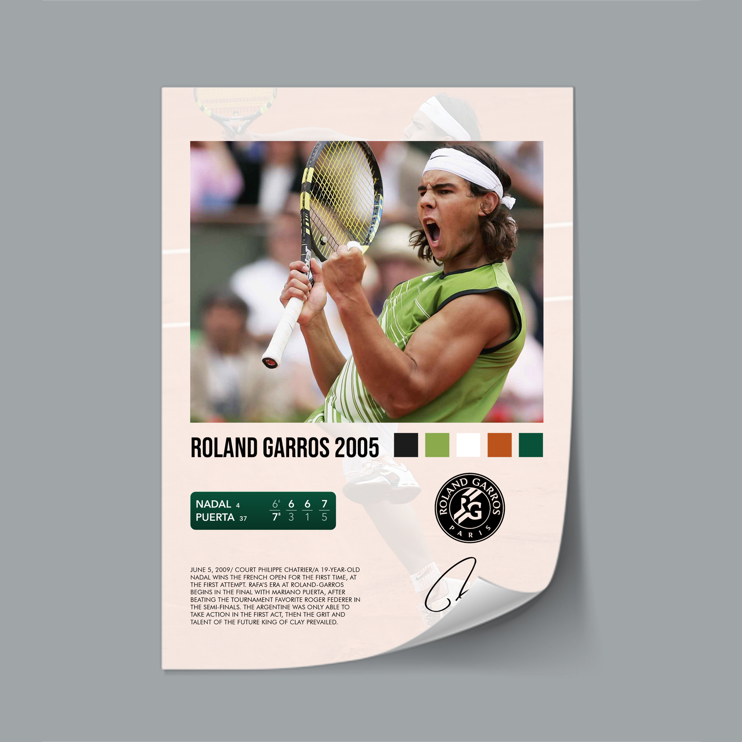 Nadal vs Puerta Roland Garros 2005 poster