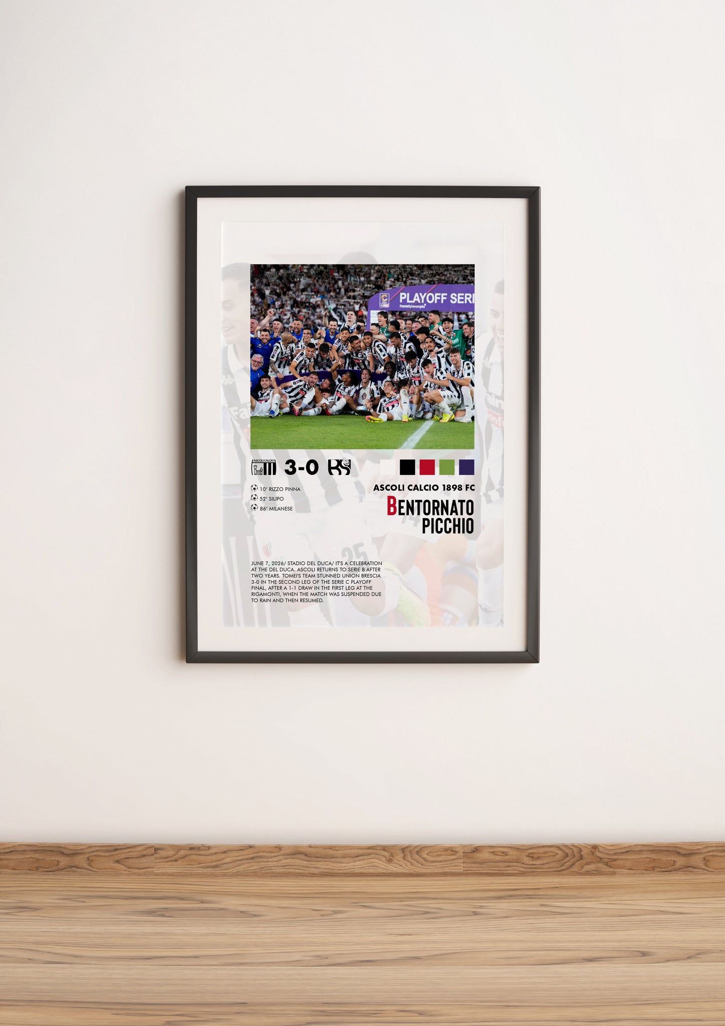 Ascoli-Union Brescia 3-0 poster