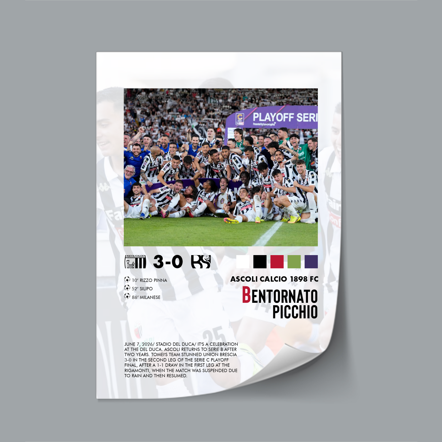Ascoli-Union Brescia 3-0 poster