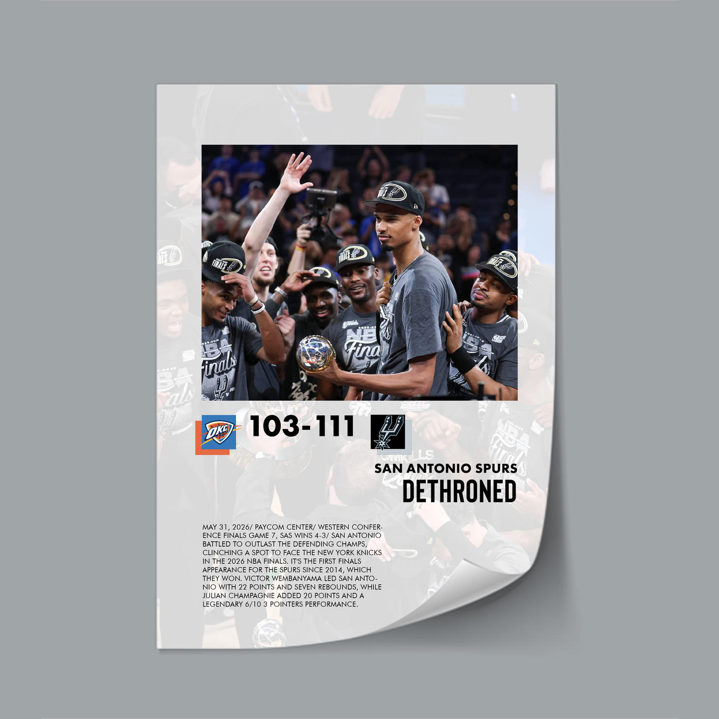 (NBA) Oklahoma Thunder- San Antonio Spurs Western Conference Finals 2026 poster