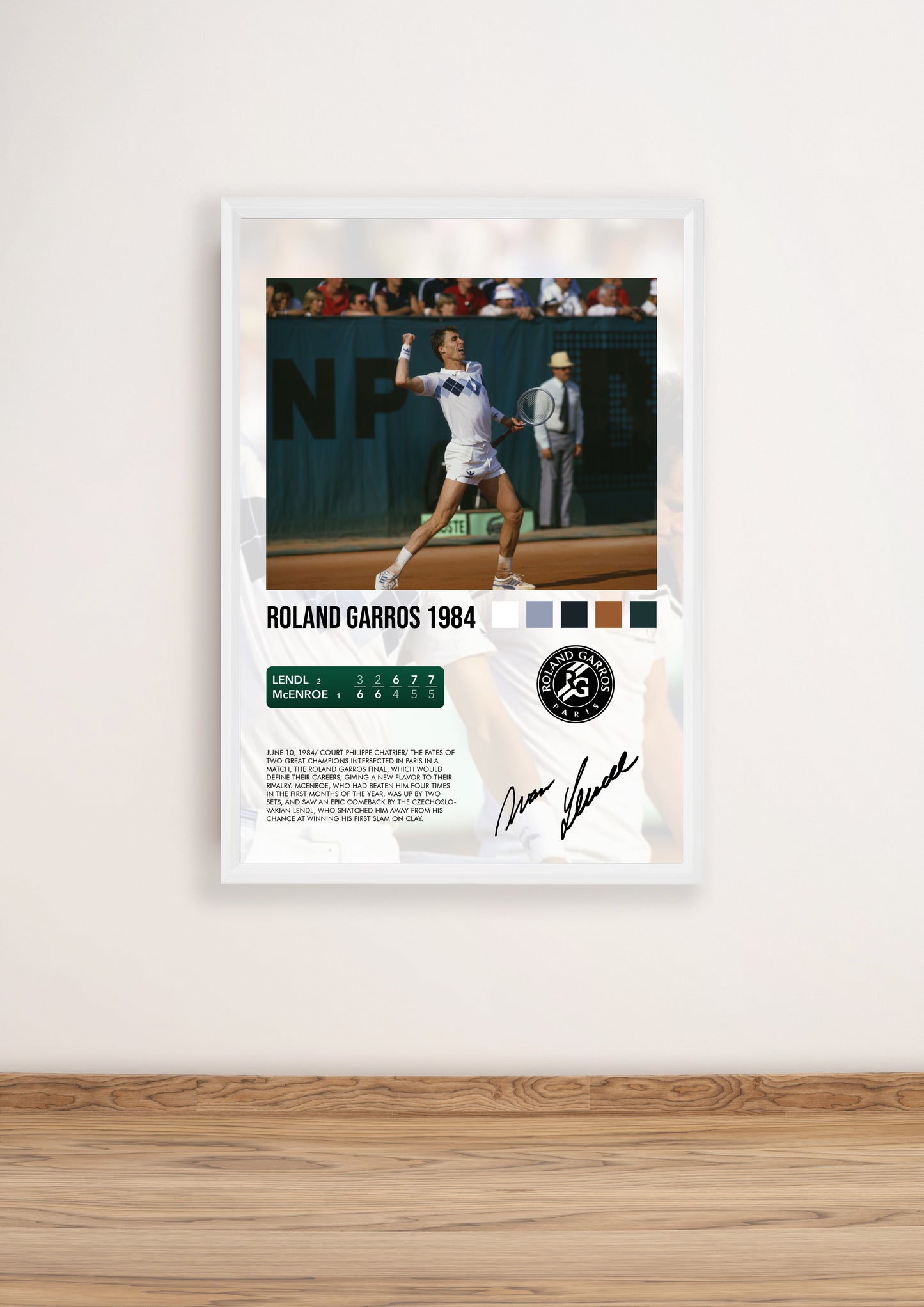 Lendl vs McEnroe Roland Garros 1984 poster