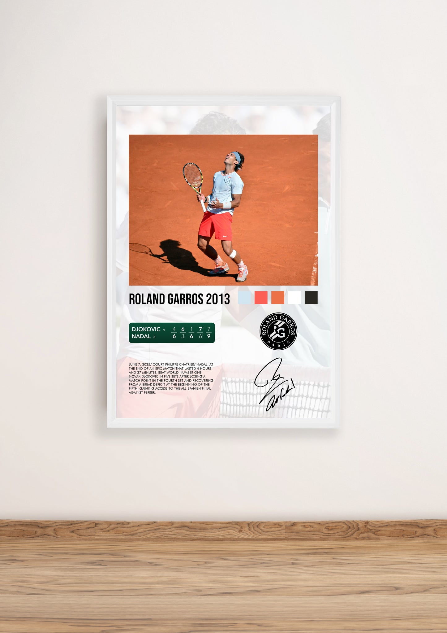 Djokovic vs Nadal Roland Garros 2013 poster