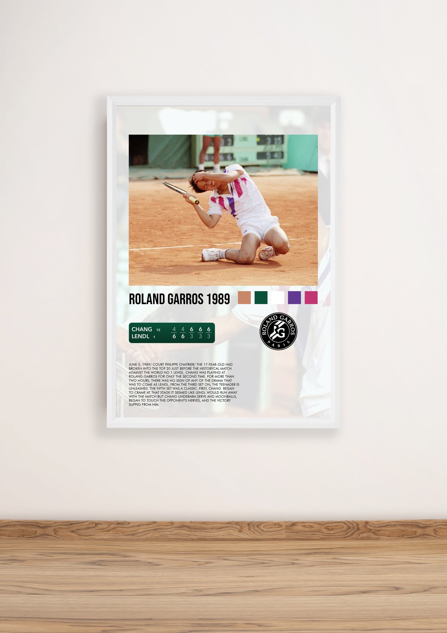 Chang vs Lendl Roland Garros 1989 poster