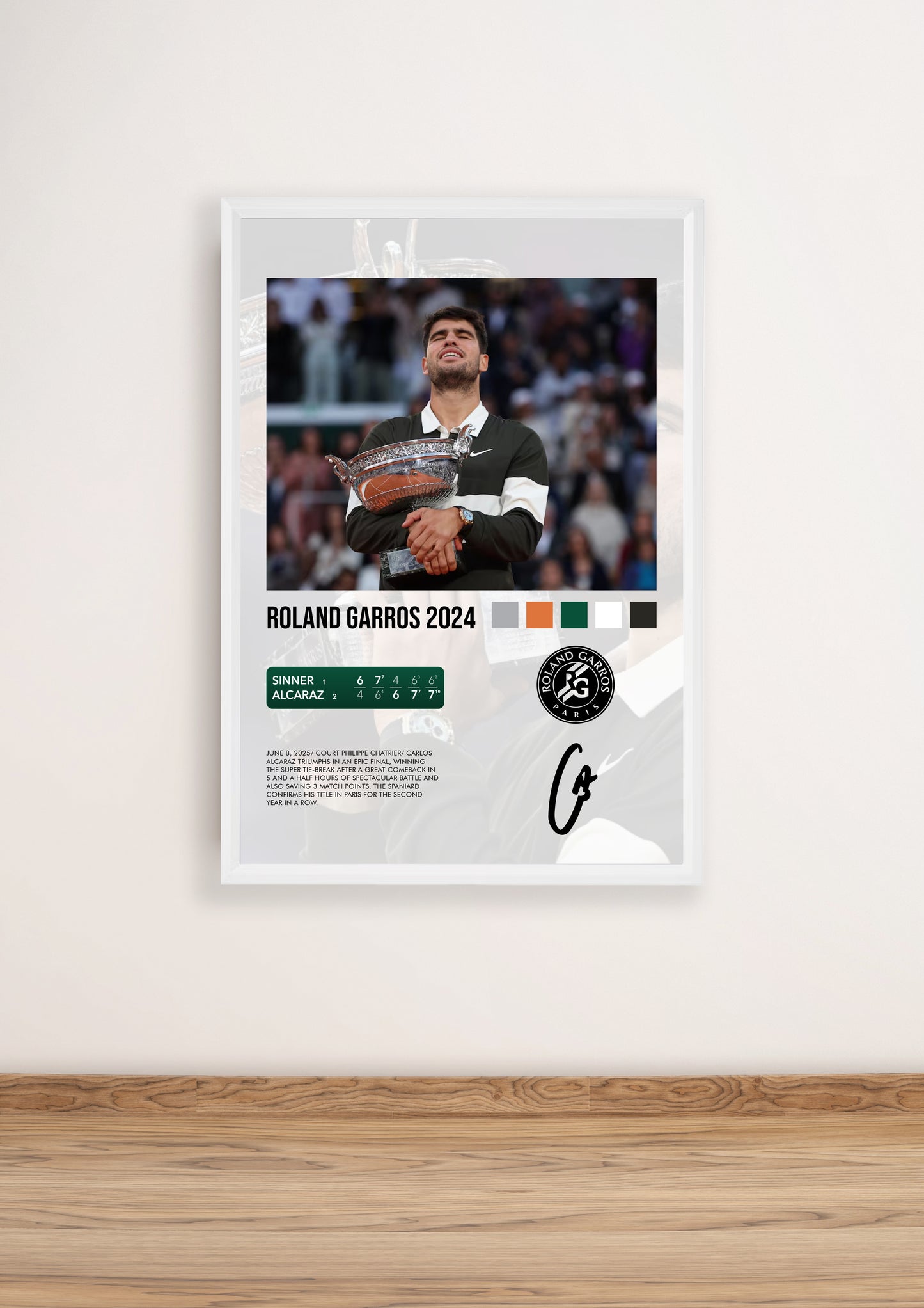 Alcaraz vs Sinner Roland Garros 2024 poster