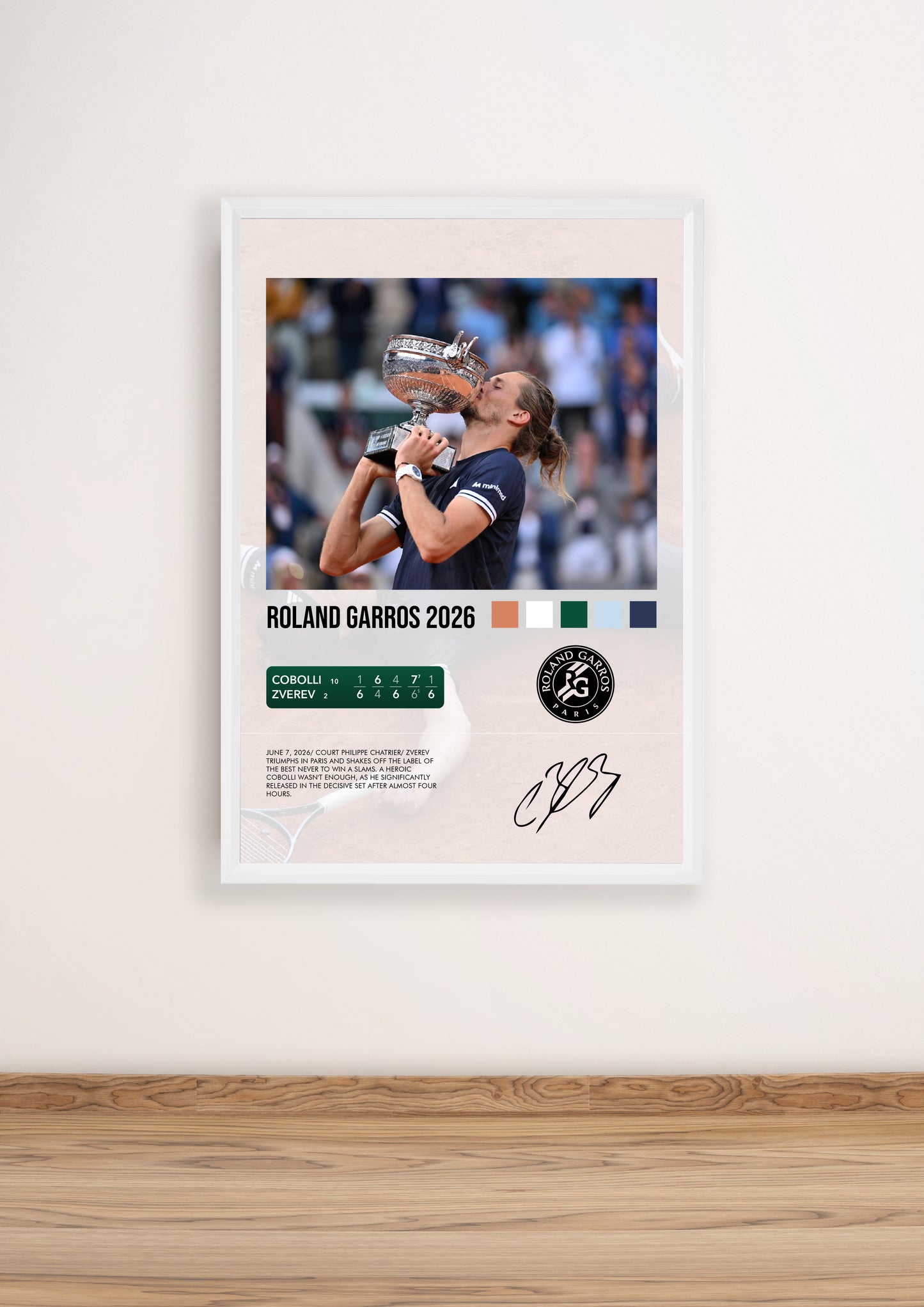Cobolli vs Zverev Roland Garros 2026 poster