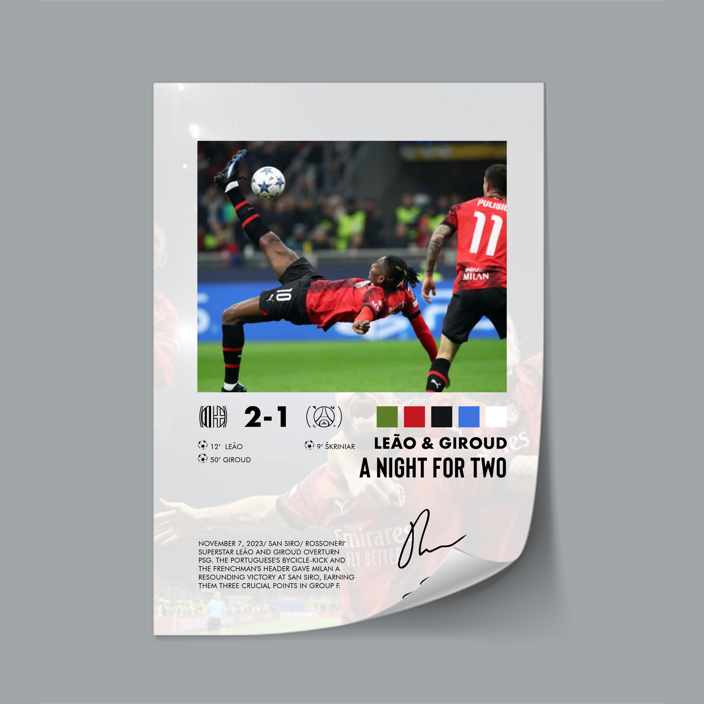 Milan-PSG 2-1 poster