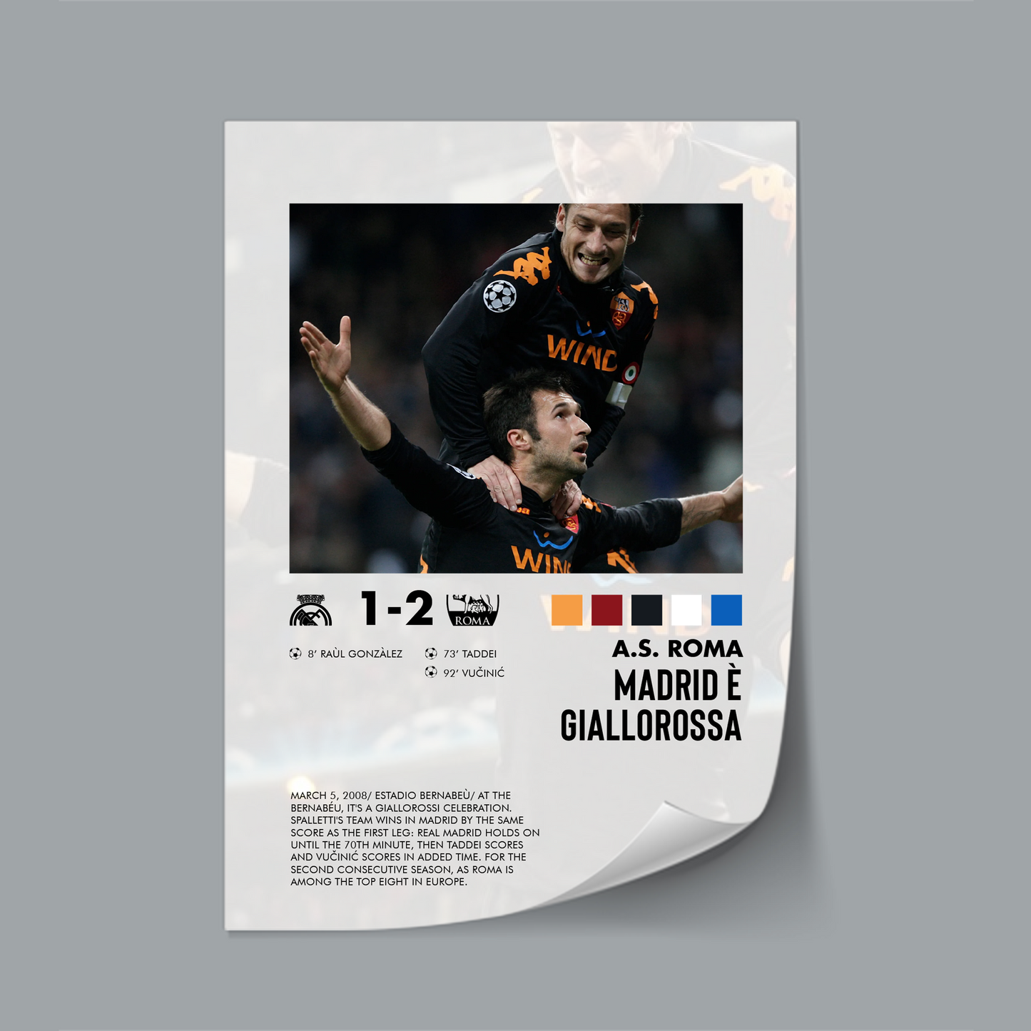 Real Madrid-Roma 1-2 poster
